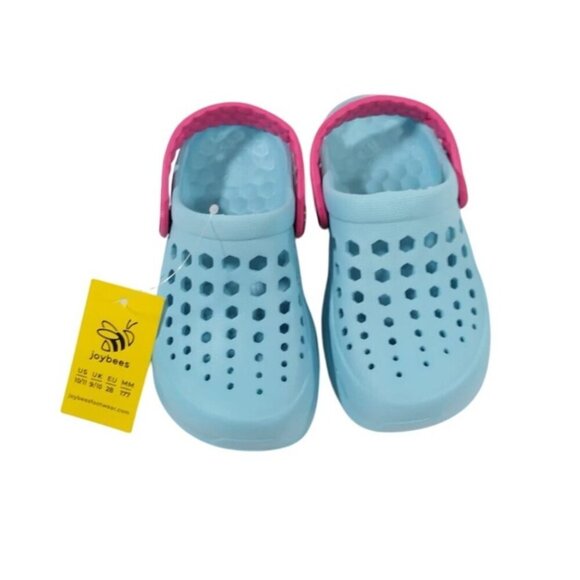 Joybees Kids Lightweight Aqua Clogs With Adjustable Pink Strap, size 10/11, NWT - Picture 2 of 6